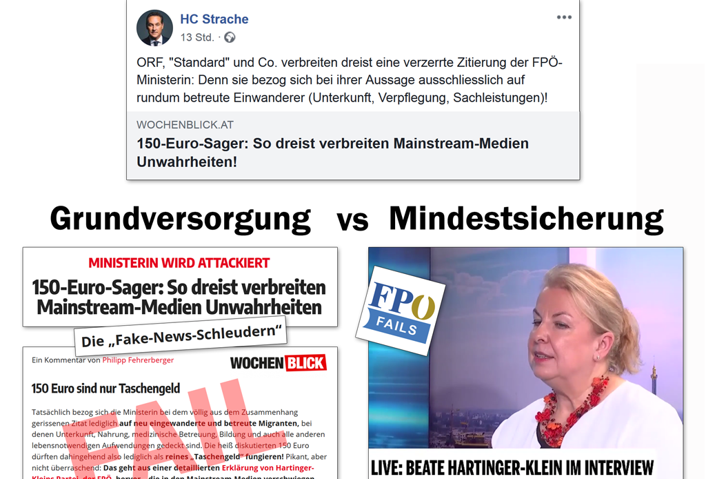 Straches und Wochenblicks Fake-News zum Thema „150-Euro-Challenge“