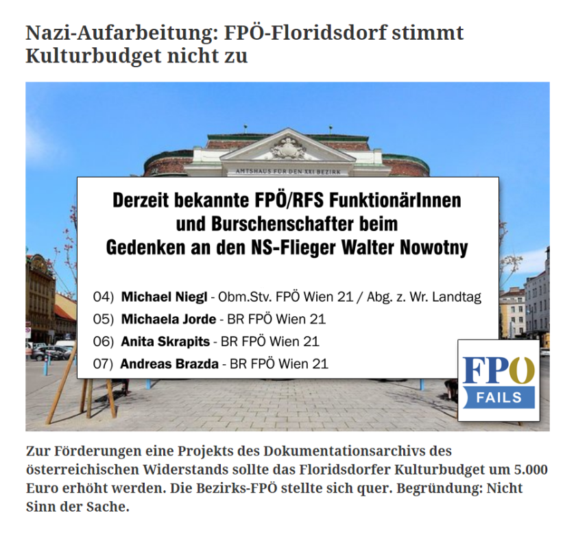 FPÖ Floridsdorf gegen DÖW