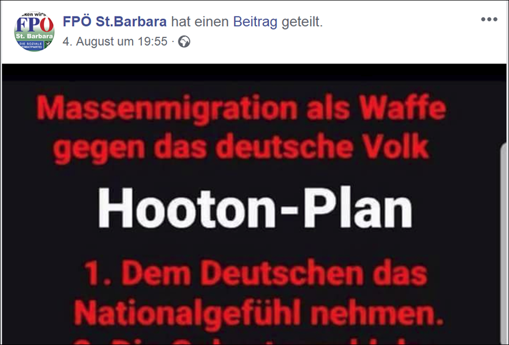 FPÖ St. Barbara verbreitet antisemitische Verschwörungstheorien