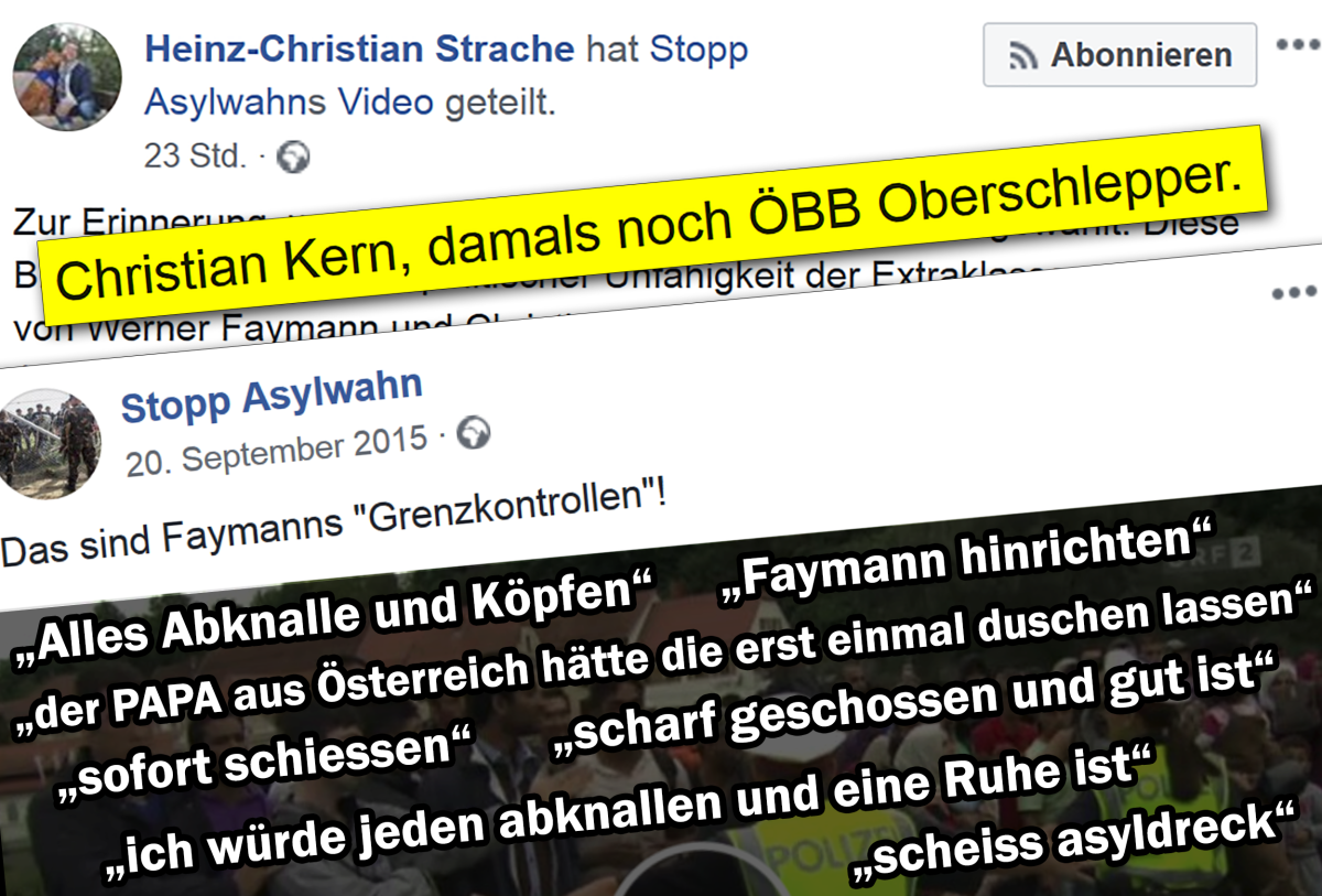Strache „Kern, ÖBB Oberschlepper“, teilt Video von Hetzseite mit Mordphantasien