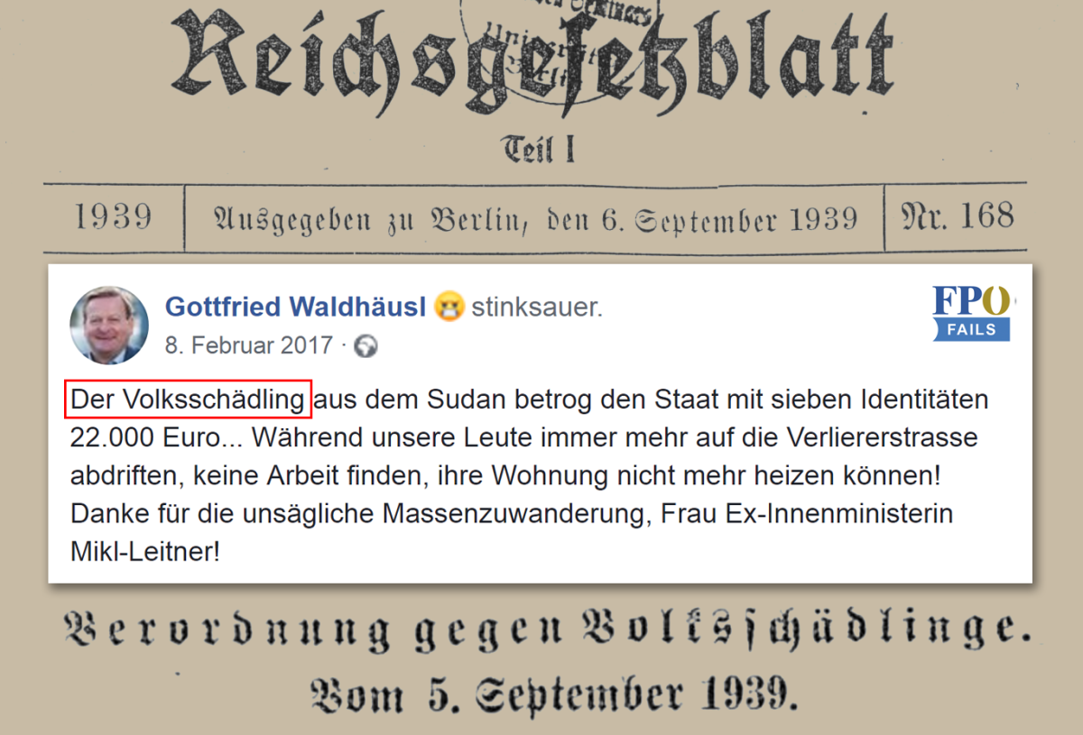 Gottfried Waldhäusl, der NS-Sprachtäter