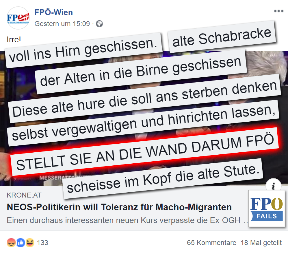 Bei FPÖ-Wien vs. Irmgard Griss (NEOS): „STELLT SIE AN DIE WAND DARUM FPÖ“