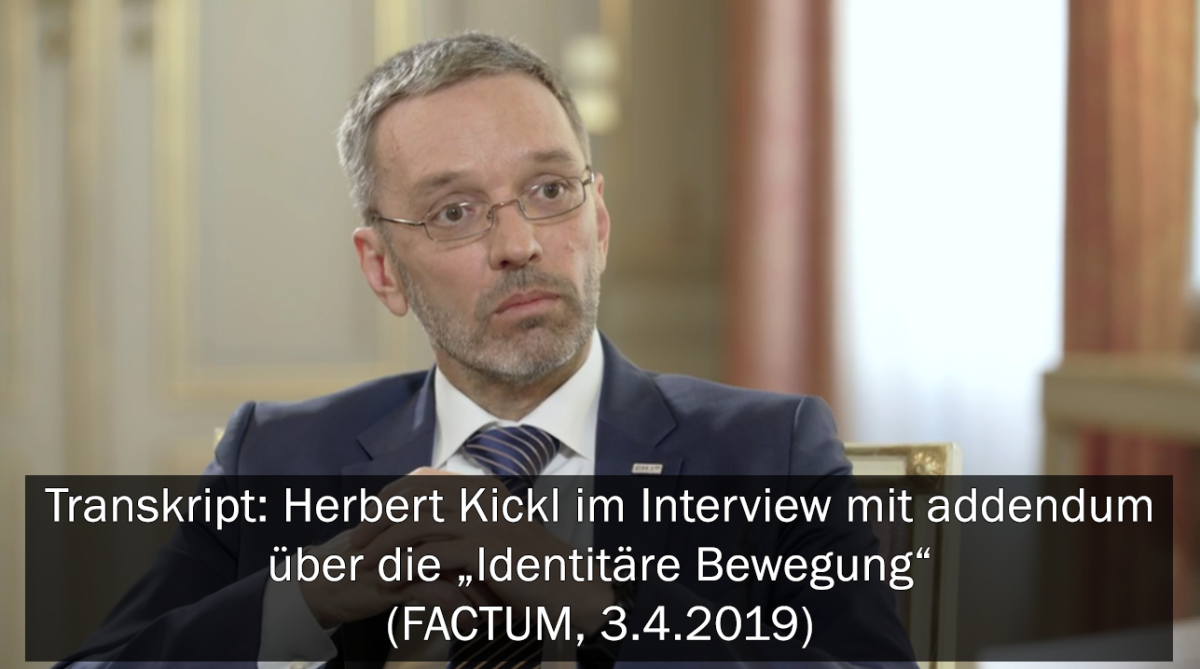 Innenminister Herbert Kickl (FPÖ) im Gespräch mit „addendum/FACTUM“ über die Identitäre Bewegung