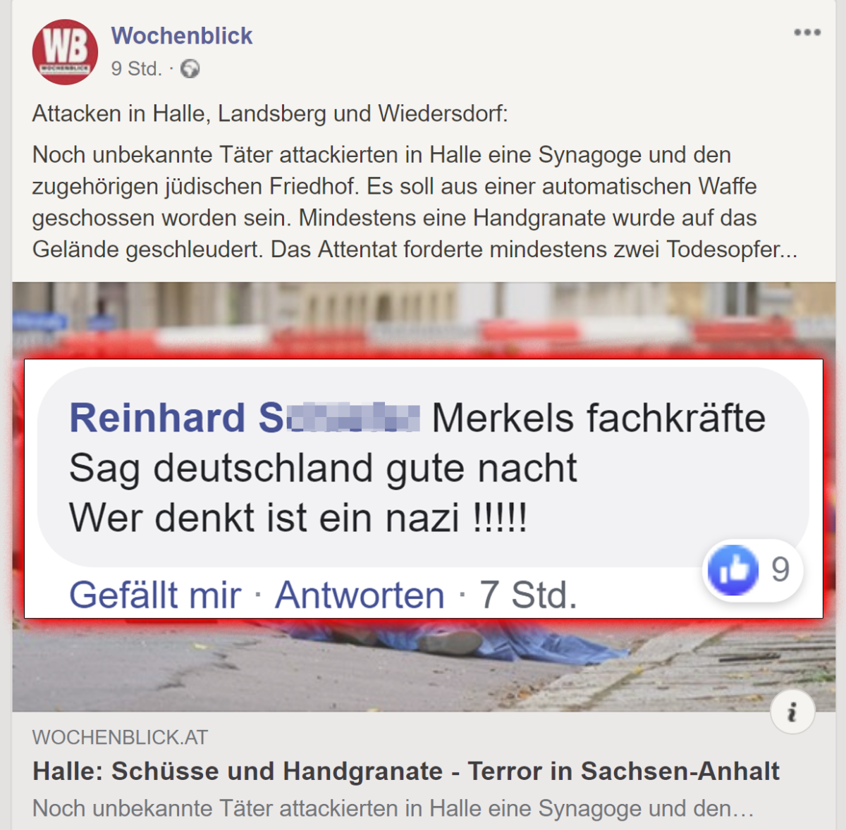 Rechtsextremer Terror in Halle/Saale: Wer für Wochenblick-LeserInnen die wahren Mörder sind.