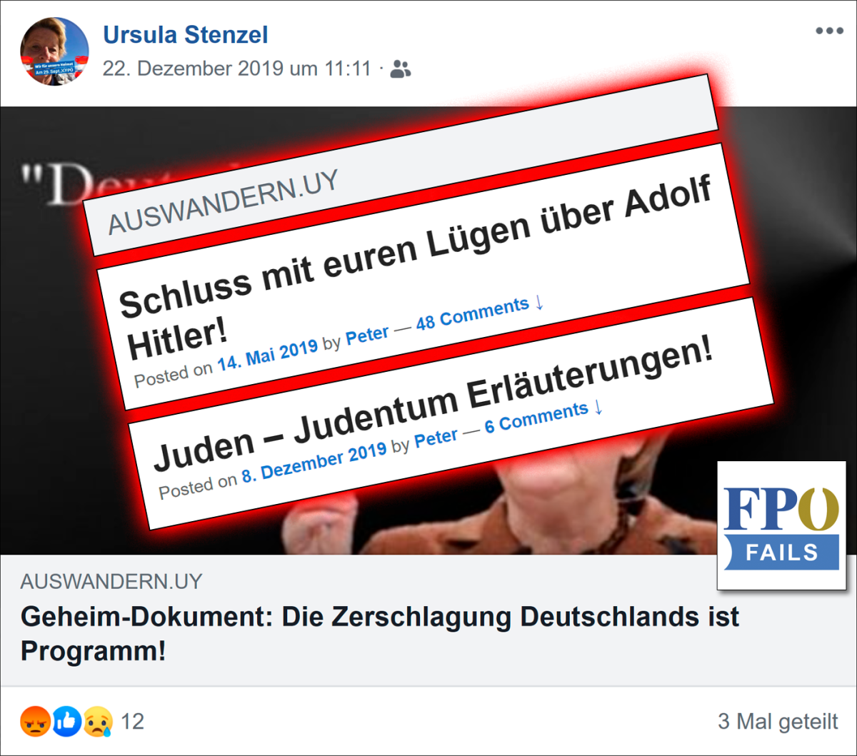 Ursula Stenzel und der antisemitische Nazi-Blog